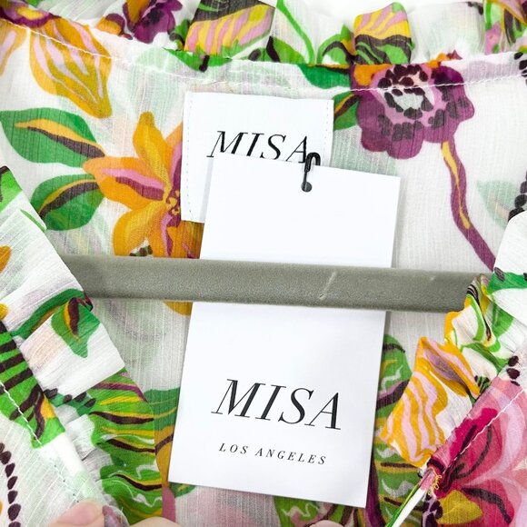 NWT Misa Los Angeles Ranjana Floral Cinch Waist Midi Dress - Picture 9 of 12